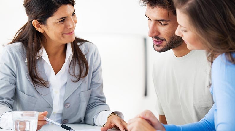 couple meeting with professional