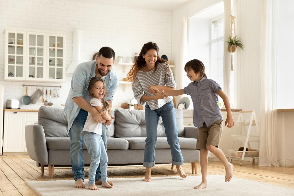 Family in their home